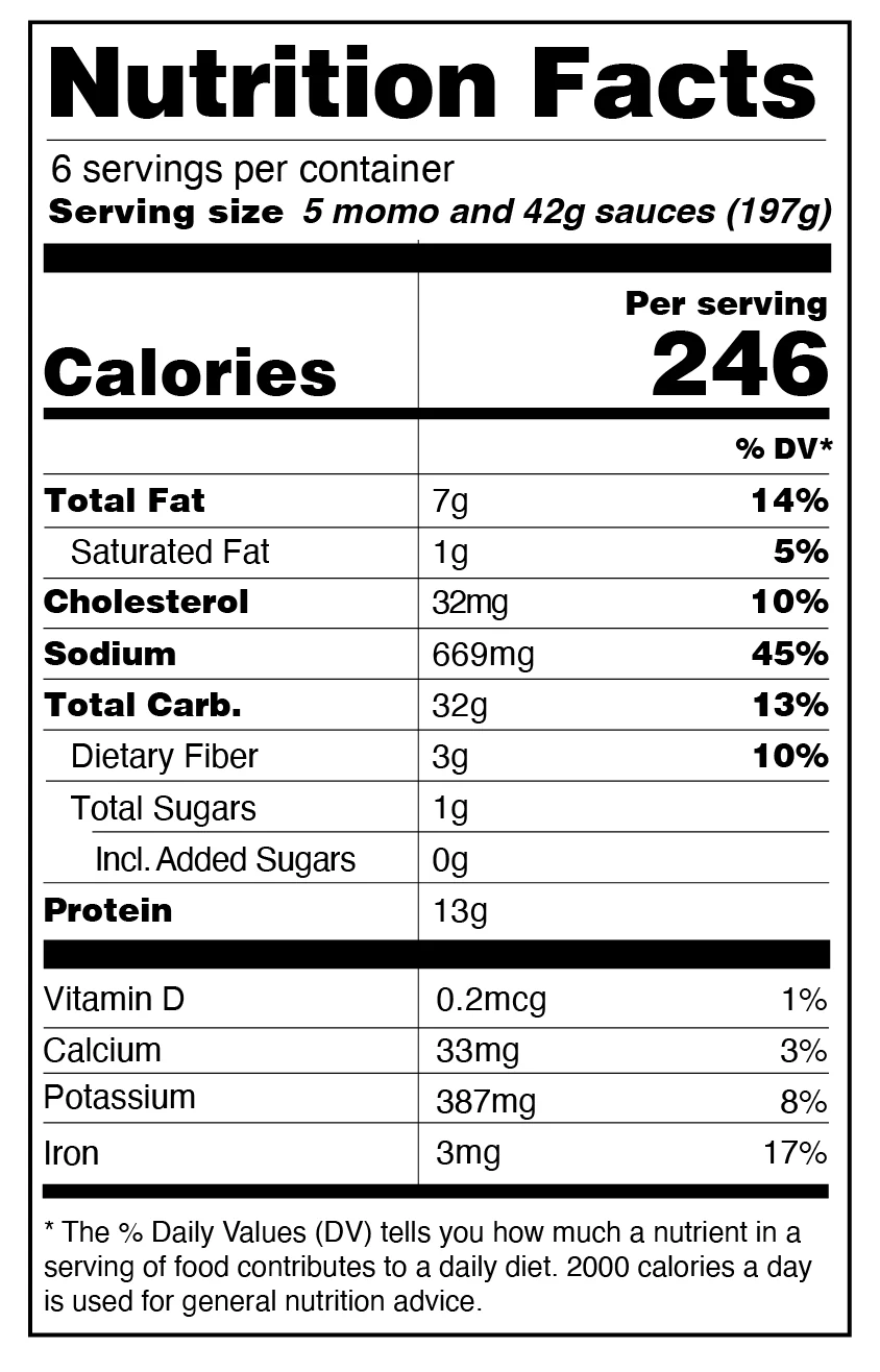 Beef Momos Nutrition Facts