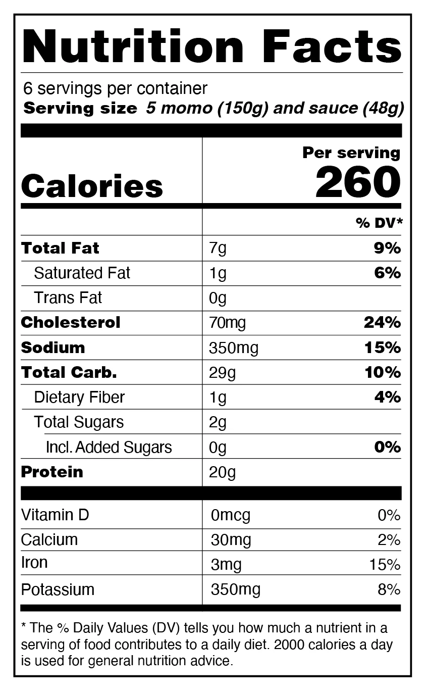 Chicken Momos Nutrition Facts